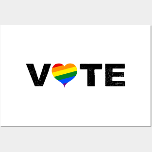 VOTE For Love LGBTQ Rights Turn Out Blue Democratic Independent Voters for All Rainbow Heart Posters and Art